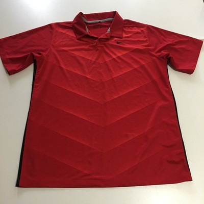 Nike Golf Polo Shirt Mens Large (Tag XL) Tiger Woods Red Dri Fit