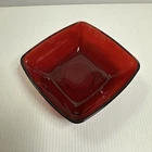 Vtg Anchor Hocking Ruby Red Glass “Charm Square” Bowl/Trinket Dish 4 3/4” MCM