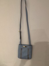 Michael Kors Blue Pebbled Crossbody Bag Zip Gold Hardware Adjustable Strap
