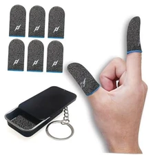 6 Pack Gaming Finger Sleeves Thumb Sleeve for Mobile Game Charcoal Gray Blue
