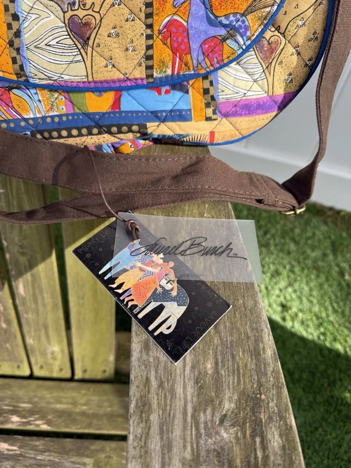 Bolso de mano mediano acolchado Laurel Burch Love Horses de colección bolso bandolera nuevo con etiquetas T Foto 2 de 4