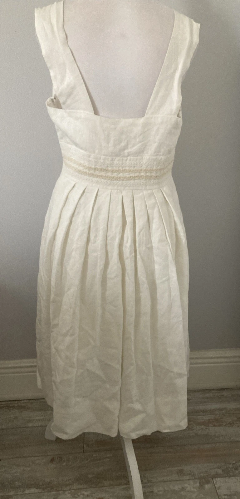 OFF WHITE Abito smanicato in lino bianco sporco Sundance taglia P 12 foderato