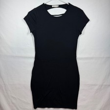 Mind Code Black Bodycon Dress Short Sleeve Cutout Back Casual Party Sz Medium