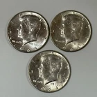 Lot of Three (3) Beautiful 90% Silver Kennedy Half Dollars - 1964 P - BU/AU