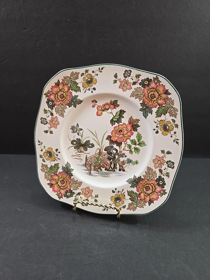 Plato de almuerzo cuadrado Wedgwood Etruria & Barlaston FLORES ORIENTALES Foto 3 de 4