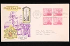 MARYLAND TERCENTENARY FIRST DAY ISSUE SCOTT 736 BLOCK OF 4 US COVER