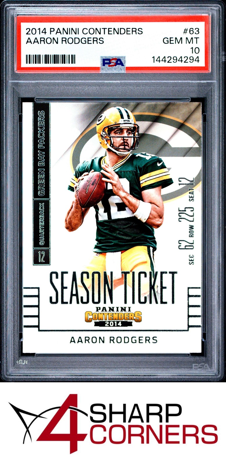 2014 PANINI CONTENDERS #63 AARON RODGERS PACKERS PSA 10 view 1