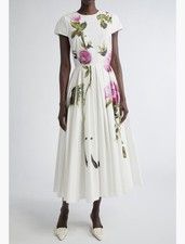 Oscar de la Renta Painted Roses Dress $4490 Size 6