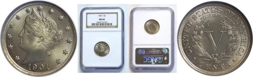 1901 5C Liberty Nickel NGC MS-66