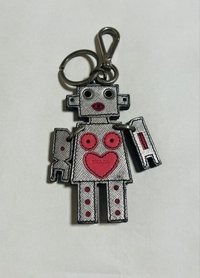 Excellent condition PRADA robot shaped keychain silver pink charm From Japan
