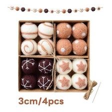 16pcs-3cm Christmas Ball Ornaments Felt Snowflake Xmas Tree Party Decoration