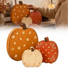 Wooden Pumpkin Decoration Set Rustic Autumn Thanksgiving Home Table Decor