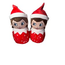 Elf Christmas Star Pattern Red White Slip-On Kids Slippers Size 9-10