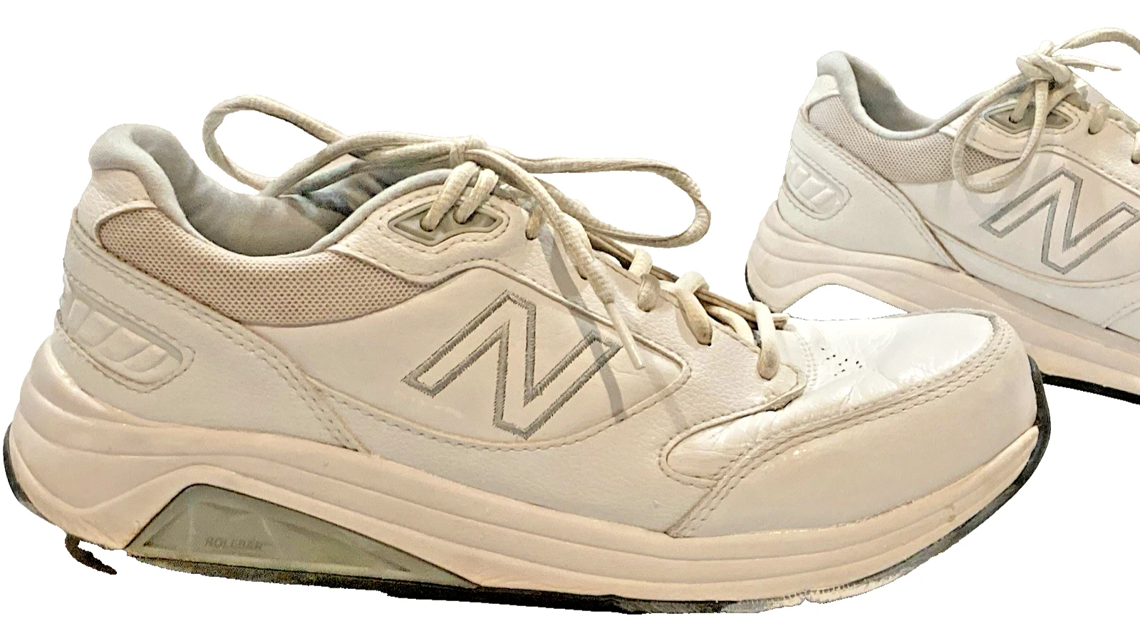 Scarpe da passeggio New Balance 928v3 bianche in pelle comode da uomo taglia 8 2E larghe belle
