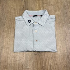 FootJoy 1914 Mens Light Blue All Over Print Golf Performance Polo Shirts Size XL