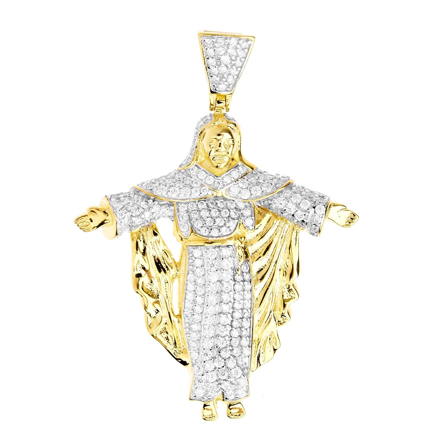 Premium Bling - 925 Sterling Silber Christus Anhnger gold 6790₽