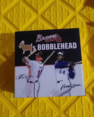 A-List Atlanta Braves GOAT Hank Aaron  Chipper Jones Bobblehead   FREE SHIP   