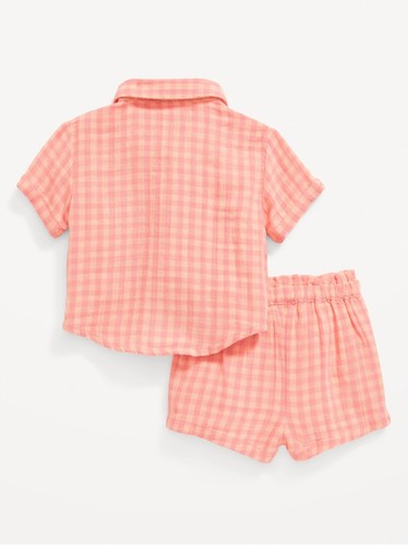 Old Navy Printed Short-Sleeve Double-Weave Pocket Shirt & Shorts Set Sz 3-6M $30 - Picture 2 of 2