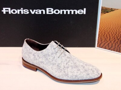 FLORIS VAN BOMMEL Schnürer Leder-Halbschuh geprägt - DE NETTER Taupe - Neu !