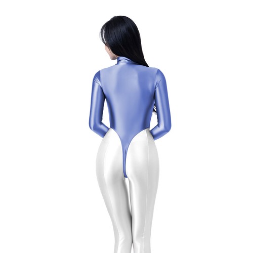 AMORESY Women's Long Sleeve Thong Zipper Swimwear T-back Leotard Beach Bodysuits - Picture 33 of 58