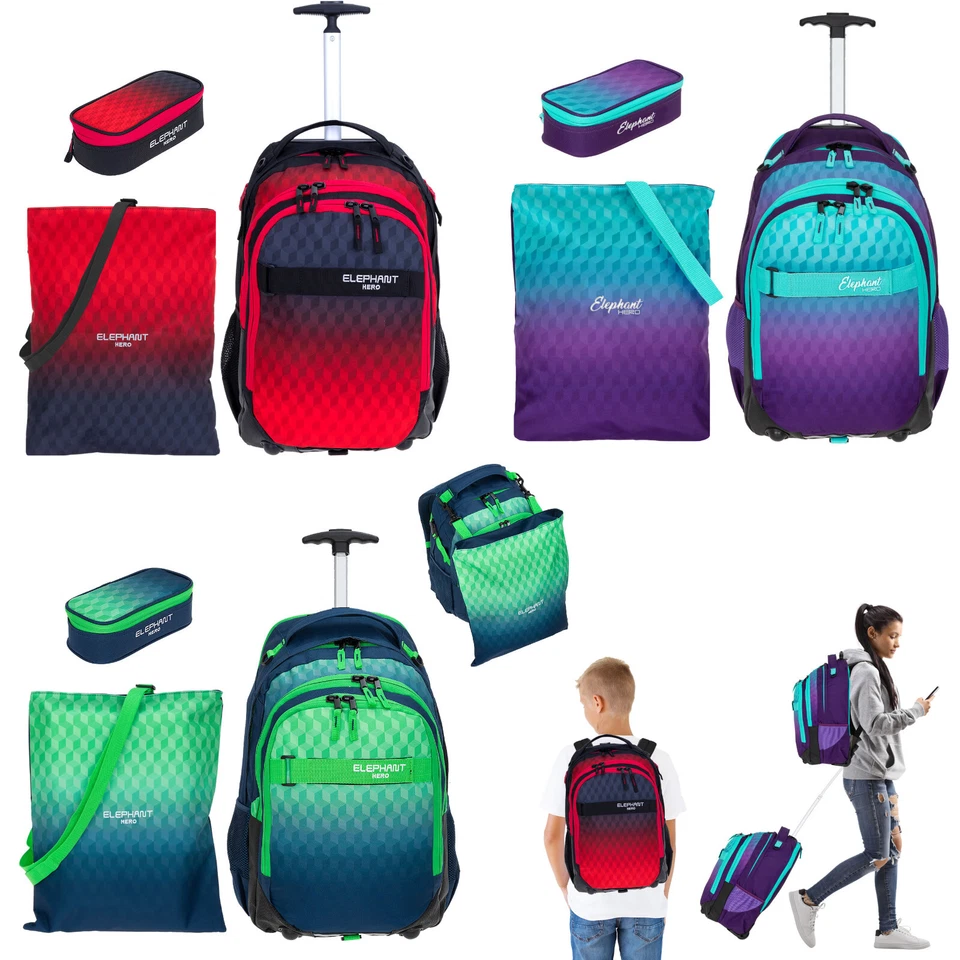 Schultrolley Trolley 3 Teile Set Mädchen Jungen Elephant Signature Auswahl ttm