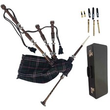 Great Highland Bagpipe   Natural Wood, Hard Case  Scottish National Tartan