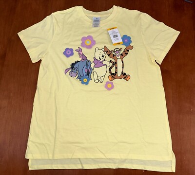 Disney Winnie The Pooh Women's Soft Short Sleeve Graphic Crochet Print T-Shirt
