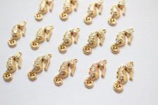 4pcs CZ Pave Seahorse Charm,Cubic Zirconia Hippocampus Pendant,Zircon Charm
