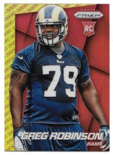 2014 Greg Robinson Panini Prizm Rookie Red Gold Logo Refractor - St. Louis Rams