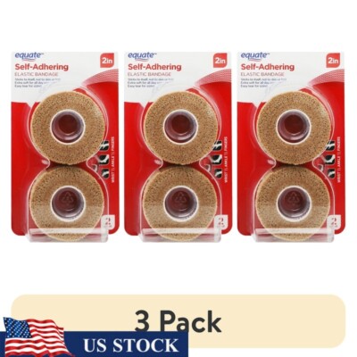 Self-Adhering Elastic Bandage 3 Pack 2 Inch Compression Wraps Injuries New