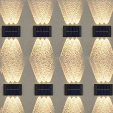 6 LED Solar Wall Lights Outdoor Garden Pathway Fence Deck Step Lamp WATERPROOF
