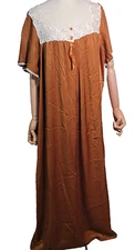 Honey Lady Nightgown Size L-XL Brown Polyester Floral Loungewear-England