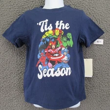 Tucker + Tate Marvel ’Tis the Season Graphic Tee Unisex Size 2 Navy NEW! #4274