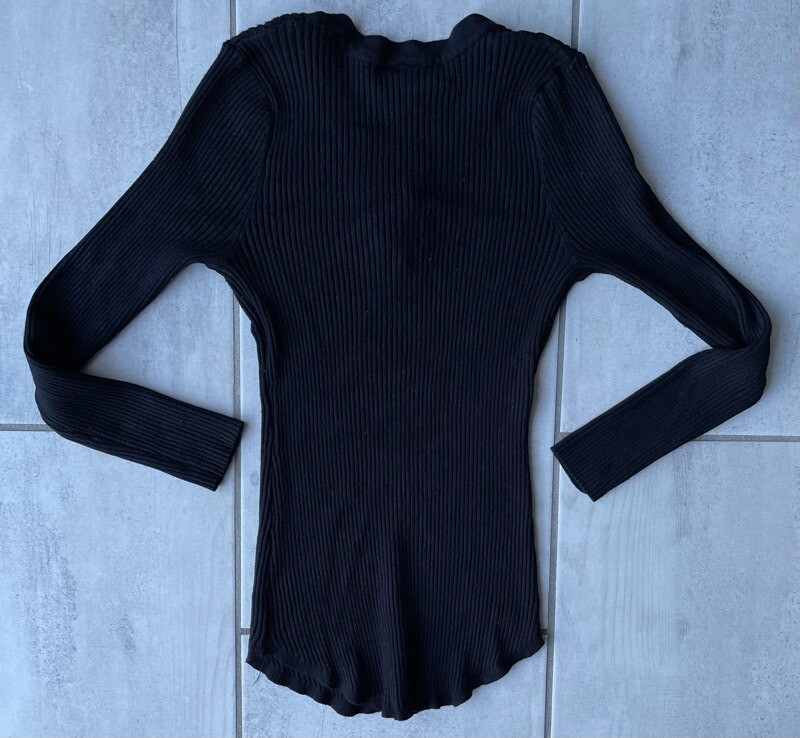 Rue Womens Blouse Black Long Sleeve V Neck Drawstring Plus 1X eBay