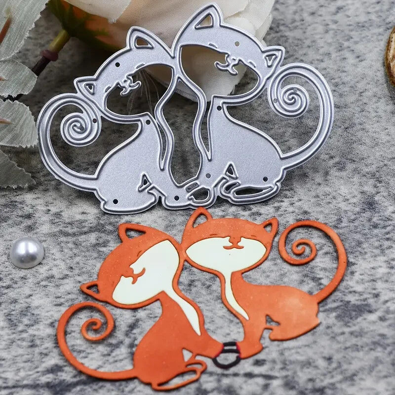 Metall Cutting Dies 2 Cats Stanzforme Katze Katzen Kätzchen 9x6 cm