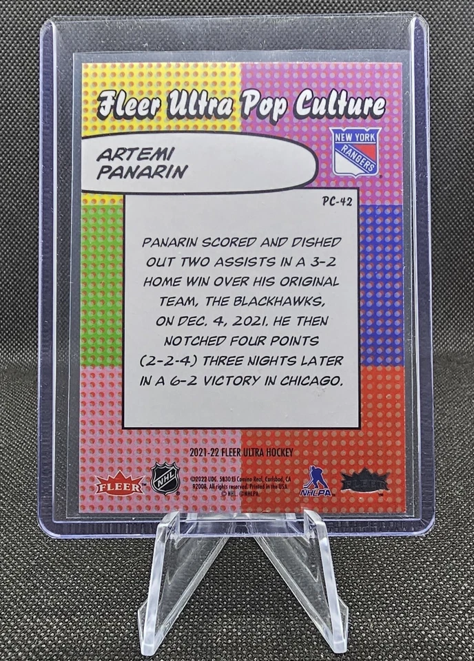 2021-22 Upper Deck Fleer Ultra Pop Culture SP Artemi Panarin #PC-42 NY Rangers  - Image 2 of 2