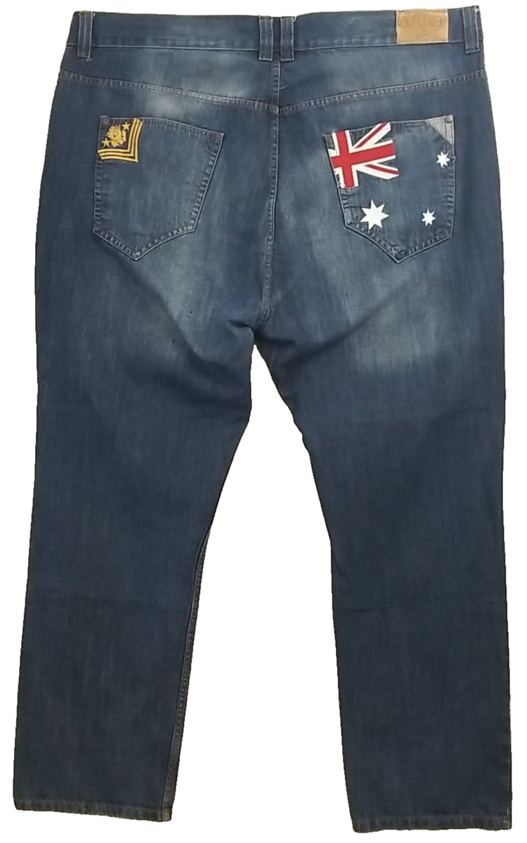 COOGI Men's Jeans VINTAGE UK BRITISH FLAG Baggy Blue Denim 50 x 34