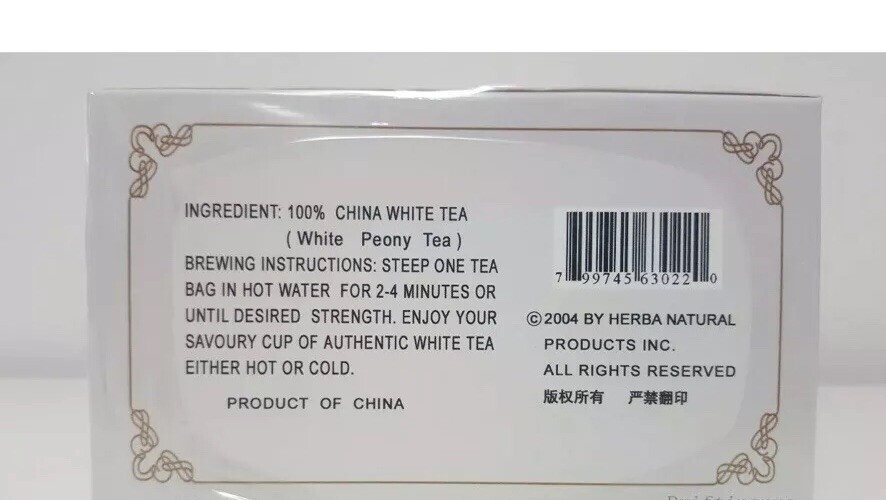 FRESH ! NEW 100 Bags Royal King 100% Natural China White Tea Caffeine Free