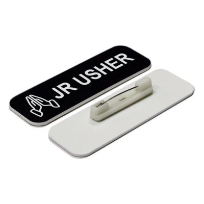 Jr Usher Name Tag Badge - 1x3 Inch, Red With Praying Hands Design, 3 Pack With Pin Fastener