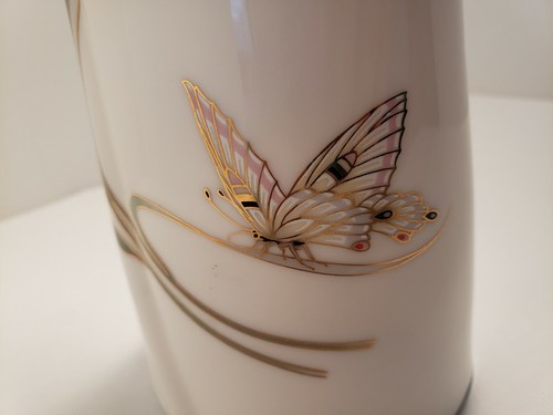 Vintage Fine China Japan Orchid Butterfly Vase - Picture 4 of 11