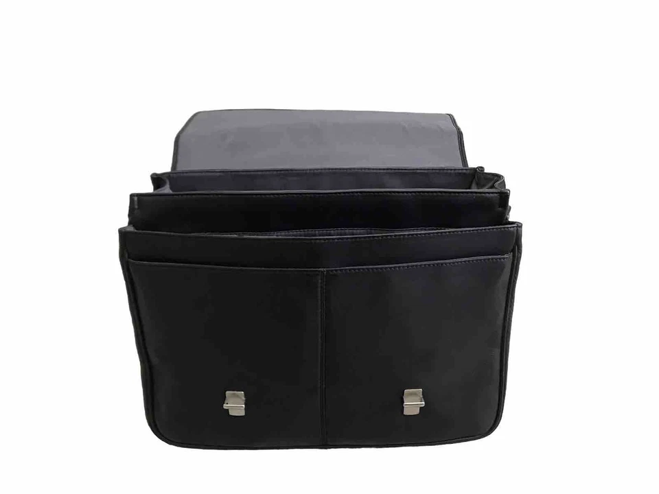 Bolsa para laptop Kenneth Cole Reaction couro preto com alça de ombro ajustável - Imagem 3 de 4