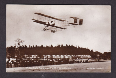Avitaion 1909 M Paulhan's Brooklands erster angetriebener Flug Echtfoto Postkarte