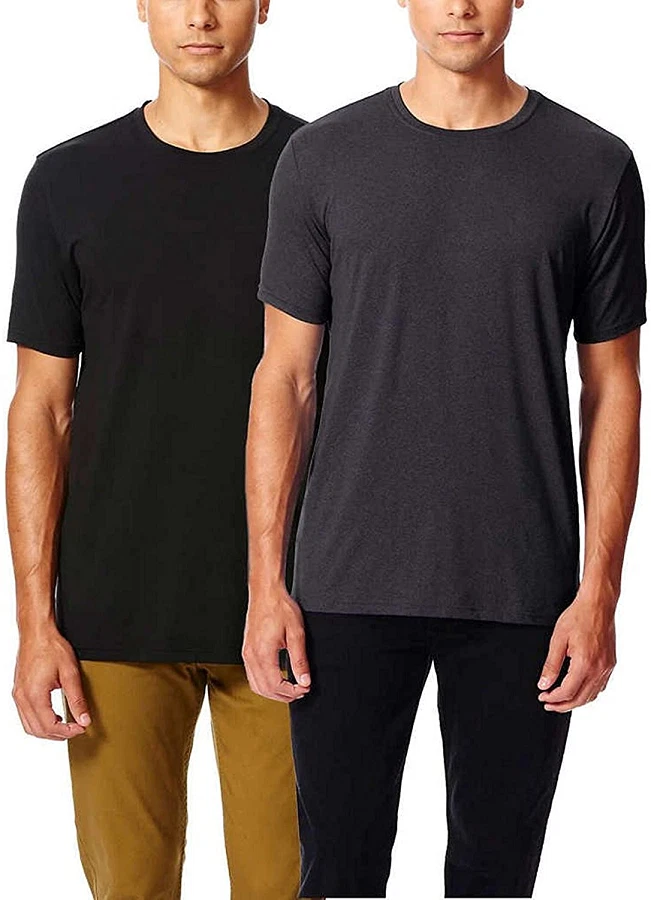 32 Degrees Cool Mens 2 Pack Short Sleeve Shirts Black/Black Space Dye SMALL