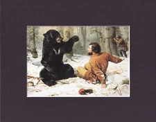 8X10" Matted Print Art Western Picture: Arthur F Tait, A Tight Fix 1856