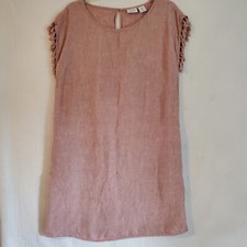Antibes Blanc Linen Dress Womens Small Dusty Pink Beachy Coastal Resort