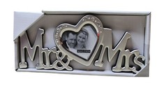 Mr  Mrs Heart Picture Frame Wedding Gift Silver Color New
