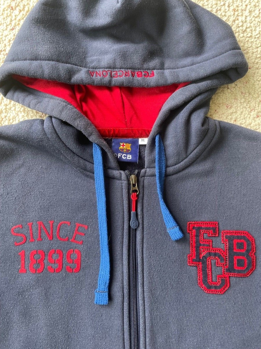 FCB Soccer Barcelona XL Dk Blue Full Zip Hoodie PD Roger's SL Mes