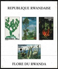 Rwanda 1995 Native Plants Imperforated Souvenir Sheet - Set Of Four - Mint