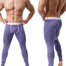 Men Long Johns Thermal Leggings Pants Warm Pouch Underwear Stretch Trousers Soft