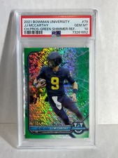 2021-22 Bowman U Chrome JJ MCCARTHY GREEN SHIMMER 1ST PROSPECT /99 PSA 10 POP2